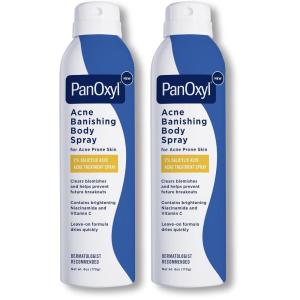 imagePanOxyl Acne Banishing Body Spray with 2 Salicylic Acid Pimple Treatment Spray to Clear Stubborn Breakouts 360Degree Spray Nozzle SkinBrightening Niacinamide Vitamin C Witch Hazel Aloe 6 Oz6 Ounce Pack of 2
